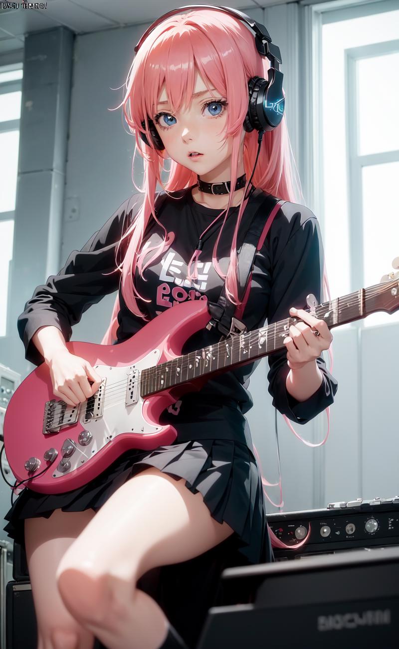 40570-3774886727-(anime screencap_1.3), girl playing an electric guitar, black skirt, blue eyes, headphones, holding, holding plectrum, instrumen.png